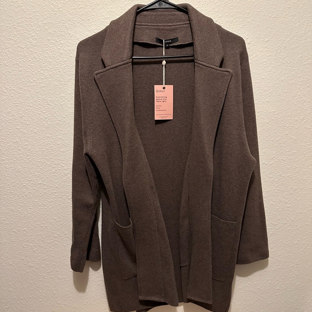 Quince brown knitted sweater style blazer, NWT